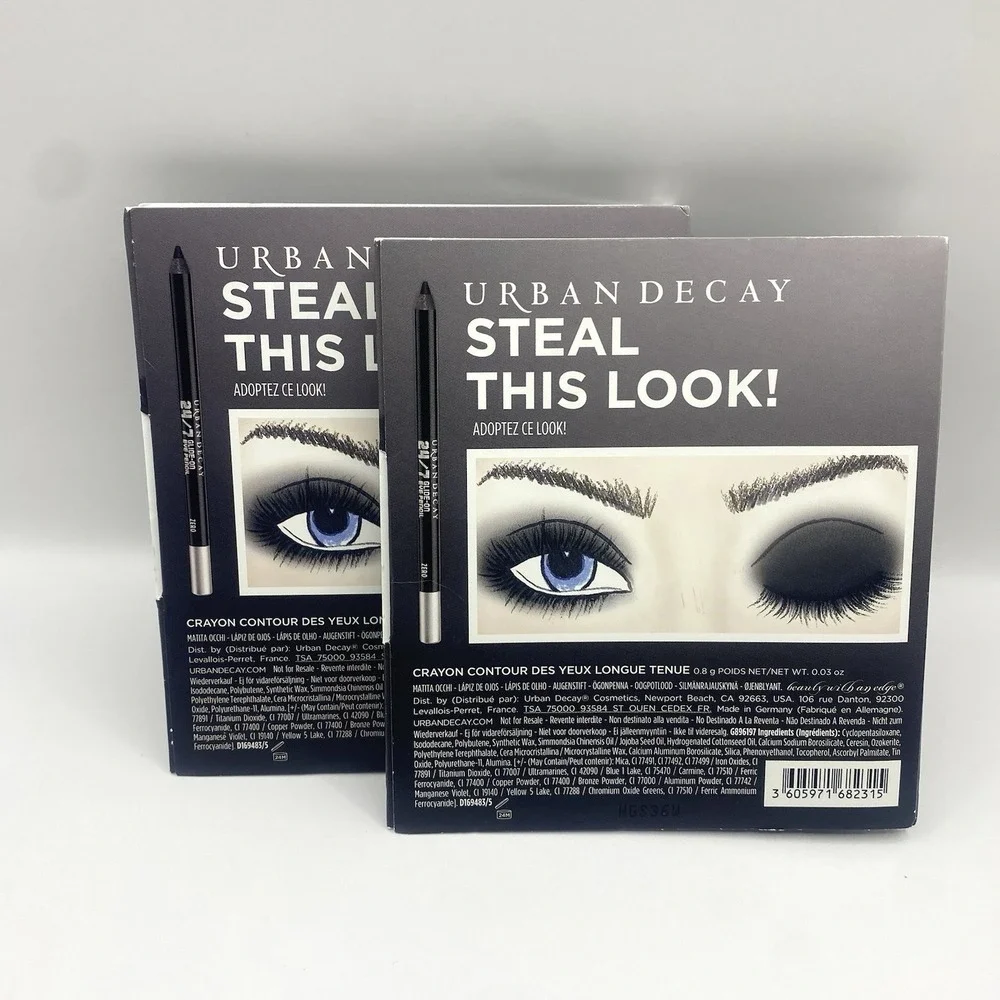 2x Urban Decay 24/7 Glide On Waterproof Eye Pencil Liner in Zero Mini Size 0.3oz